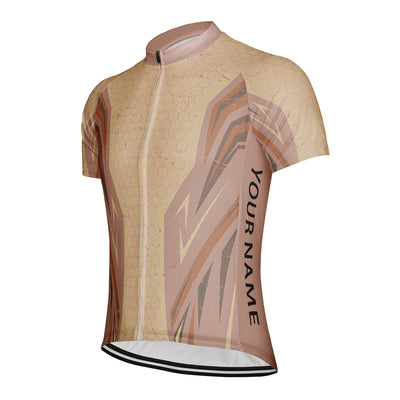 Customized Warm Brown Honeycomb Men's Cycling Jersey Short Sleeve