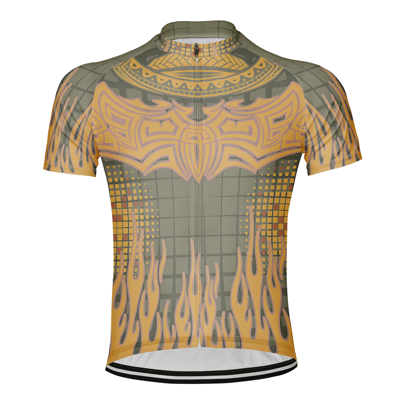 Customized Warm Yellow Flame Men's Cycling Jersey Short Sleeve