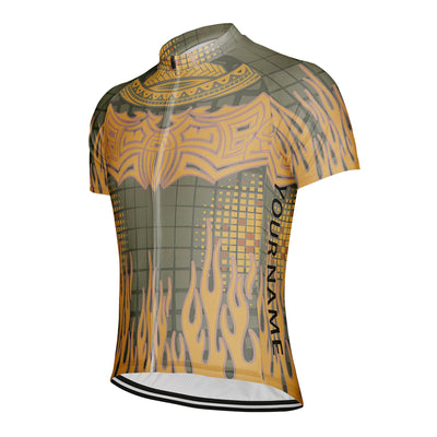 Customized Warm Yellow Flame Men's Cycling Jersey Short Sleeve