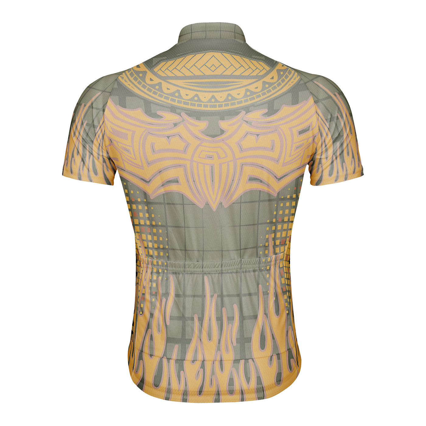Customized Warm Yellow Flame Men's Cycling Jersey Short Sleeve