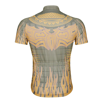 Customized Warm Yellow Flame Men's Cycling Jersey Short Sleeve