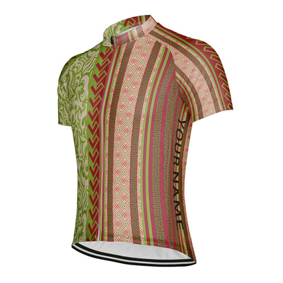 Customized Geometric Ornamentation Of Rolled Grass Men's Cycling Jersey Short Sleeve