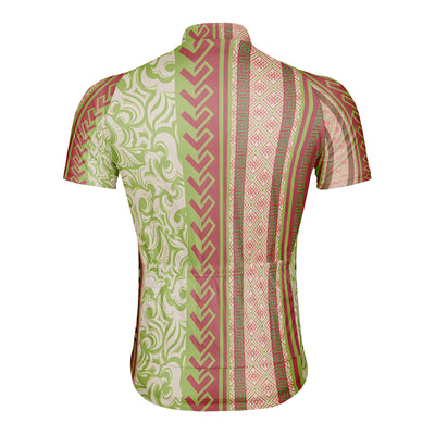 Customized Geometric Ornamentation Of Rolled Grass Men's Cycling Jersey Short Sleeve