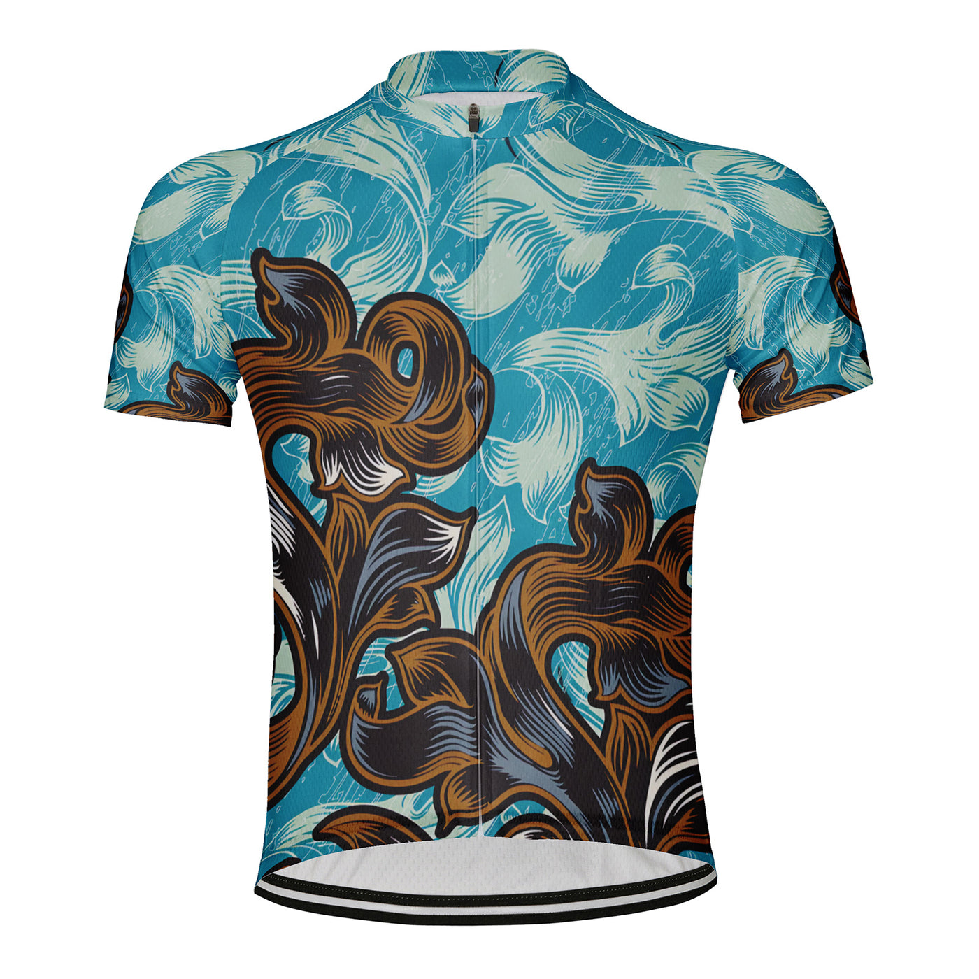 Customized Goldfish Curled Grass Pattern Men's Cycling Jersey Short Sleeve