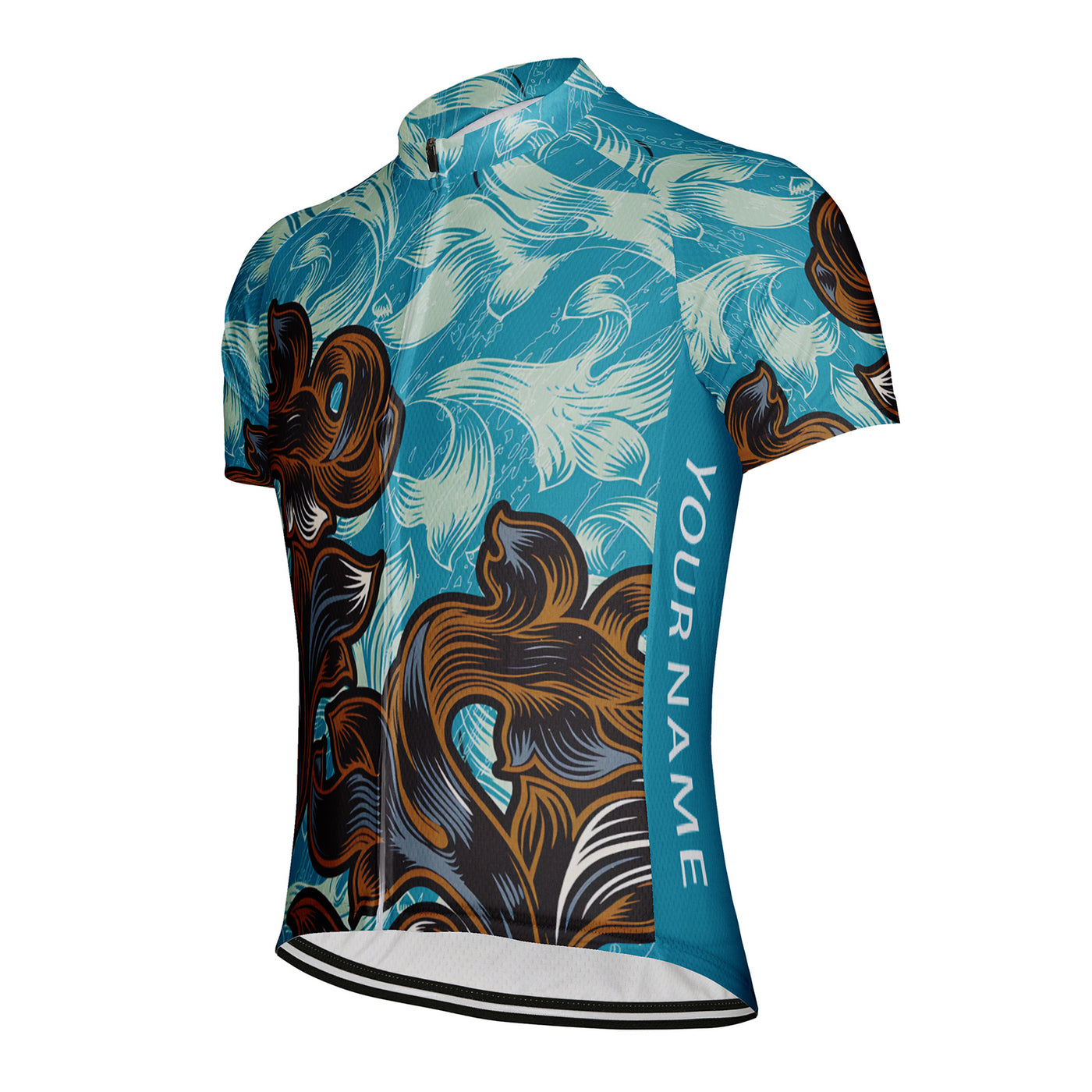 Customized Goldfish Curled Grass Pattern Men's Cycling Jersey Short Sleeve