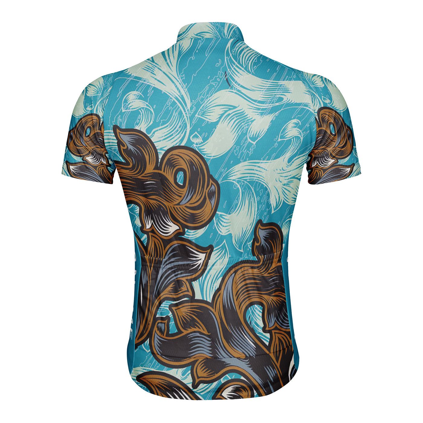Customized Goldfish Curled Grass Pattern Men's Cycling Jersey Short Sleeve