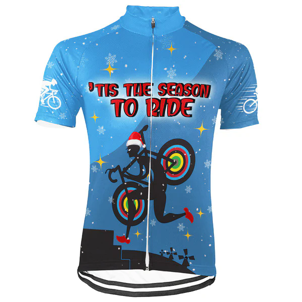 Customized Christmas Tis The Season To Ride Men's Cycling Jersey Short Sleeve