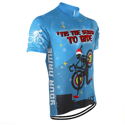 Customized Christmas Tis The Season To Ride Men's Cycling Jersey Short Sleeve