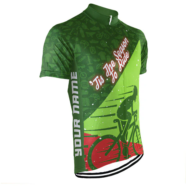 Customized Christmas Tis The Season To Ride Men's Cycling Jersey Short Sleeve