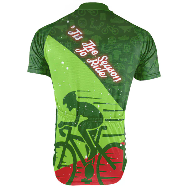 Customized Christmas Tis The Season To Ride Men's Cycling Jersey Short Sleeve
