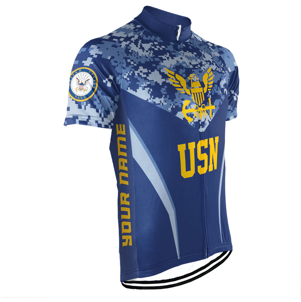 Customized US NAVY Men's Cycling Jersey Short Sleeve