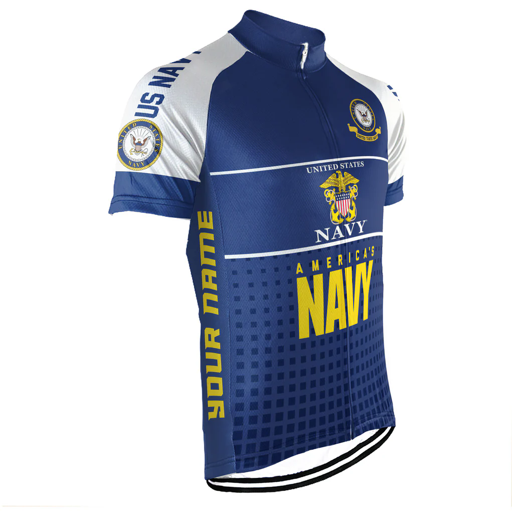 Customized US NAVY Men's Cycling Jersey Short Sleeve
