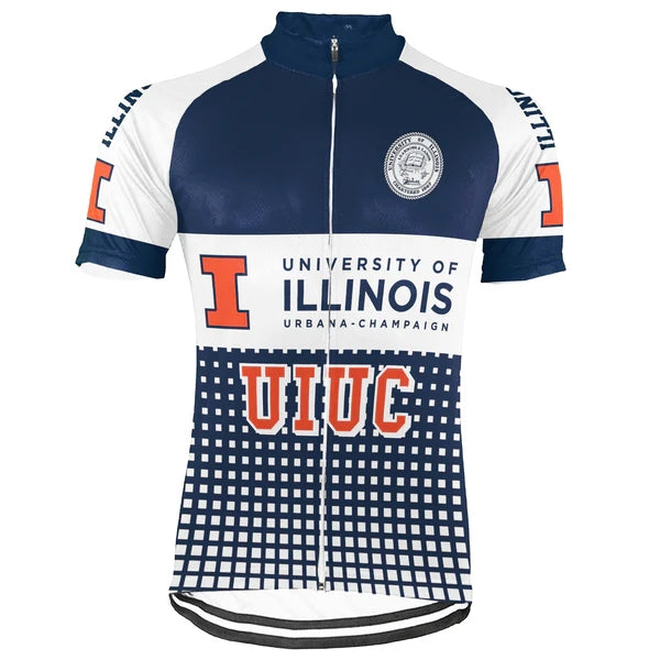 Customized University of Illinois at Urbana Men's Cycling Jersey Short Sleeve
