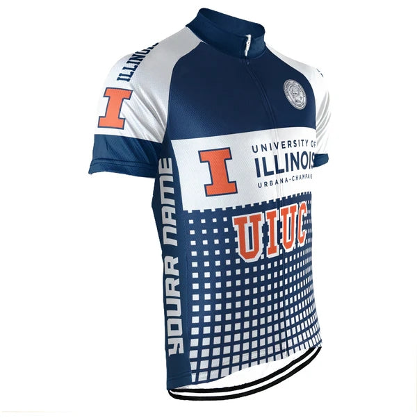 Customized University of Illinois at Urbana Men's Cycling Jersey Short Sleeve