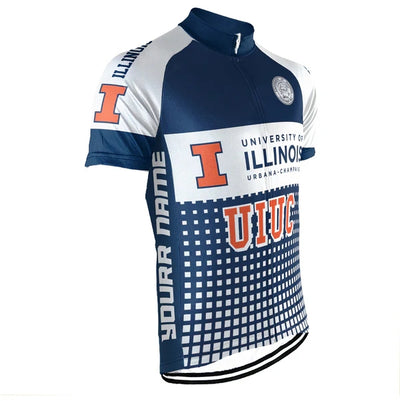 Customized University of Illinois at Urbana Men's Cycling Jersey Short Sleeve