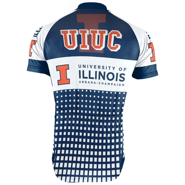 Customized University of Illinois at Urbana Men's Cycling Jersey Short Sleeve