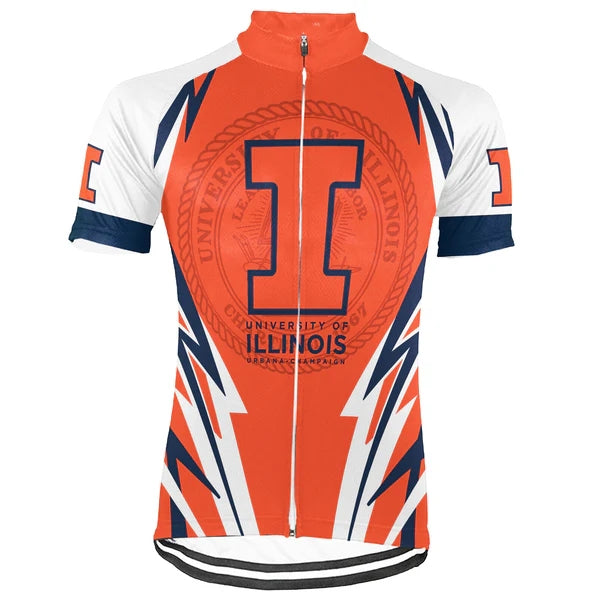 Customized University of Illinois at Urbana Men's Cycling Jersey Short Sleeve