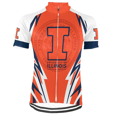 Customized University of Illinois at Urbana Men's Cycling Jersey Short Sleeve