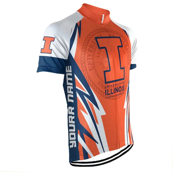 Customized University of Illinois at Urbana Men's Cycling Jersey Short Sleeve