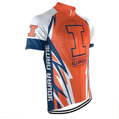 Customized University of Illinois at Urbana Men's Cycling Jersey Short Sleeve