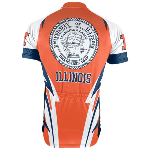 Customized University of Illinois at Urbana Men's Cycling Jersey Short Sleeve
