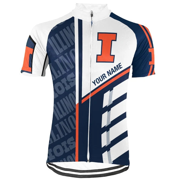Customized University of Illinois at Urbana Men's Cycling Jersey Short Sleeve