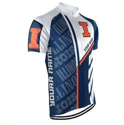Customized University of Illinois at Urbana Men's Cycling Jersey Short Sleeve