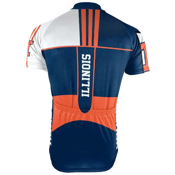 Customized University of Illinois at Urbana Men's Cycling Jersey Short Sleeve