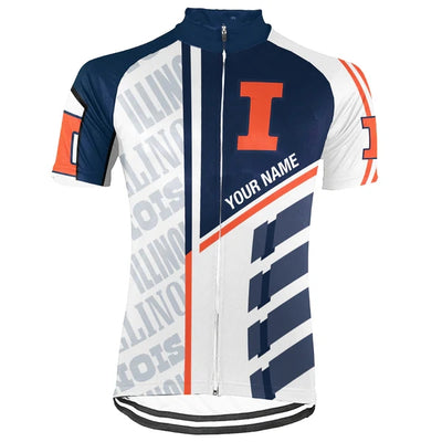 Customized University of Illinois at Urbana Men's Cycling Jersey Short Sleeve