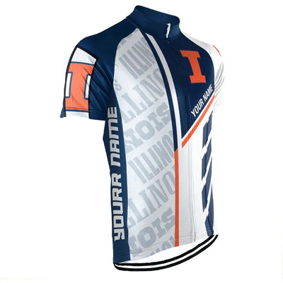 Customized University of Illinois at Urbana Men's Cycling Jersey Short Sleeve