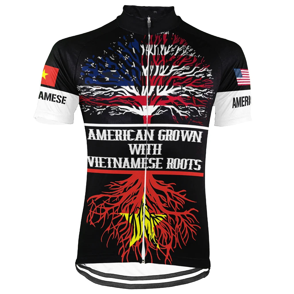 Customized Vietnamese American Men's Cycling Jersey Short Sleeve