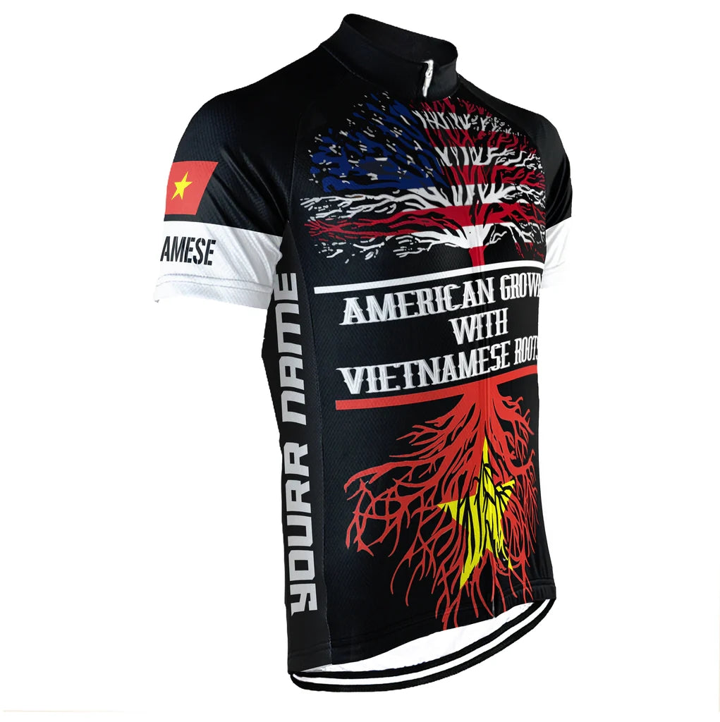 Customized Vietnamese American Men's Cycling Jersey Short Sleeve