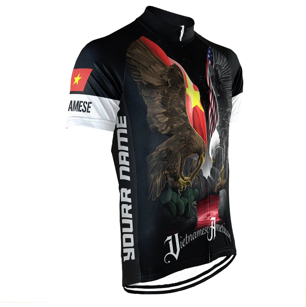 Customized Vietnamese American Men's Cycling Jersey Short Sleeve