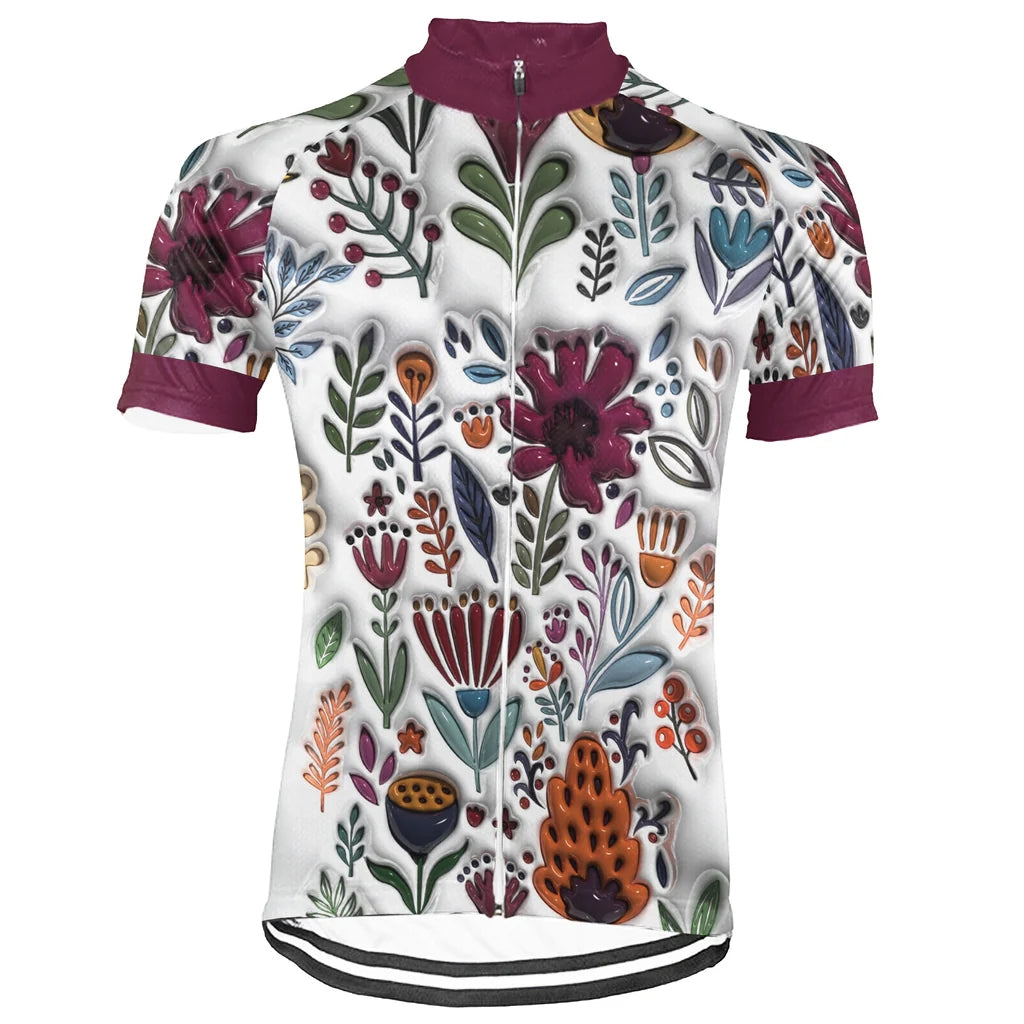 Customized Colorful Garden Art 3D Inflated Effect Men's Cycling Jersey Short Sleeve