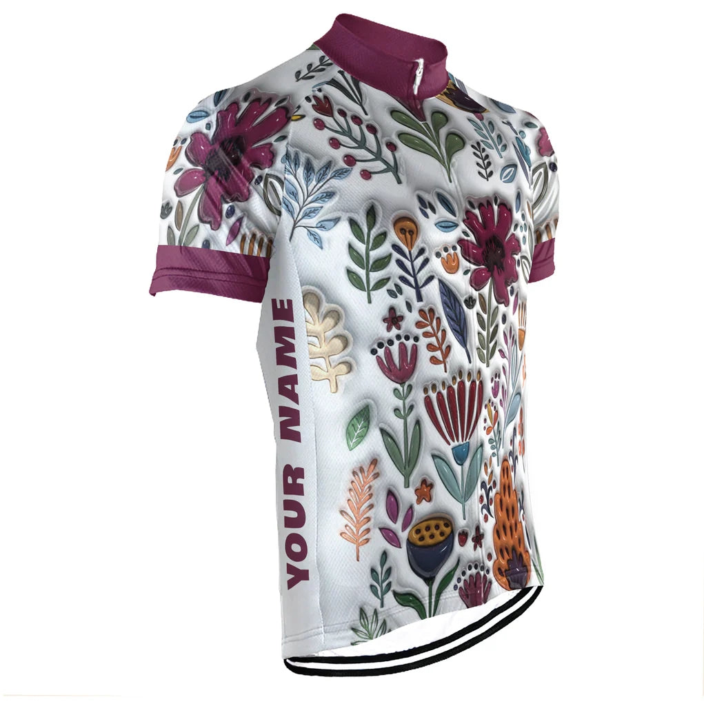 Customized Colorful Garden Art 3D Inflated Effect Men's Cycling Jersey Short Sleeve