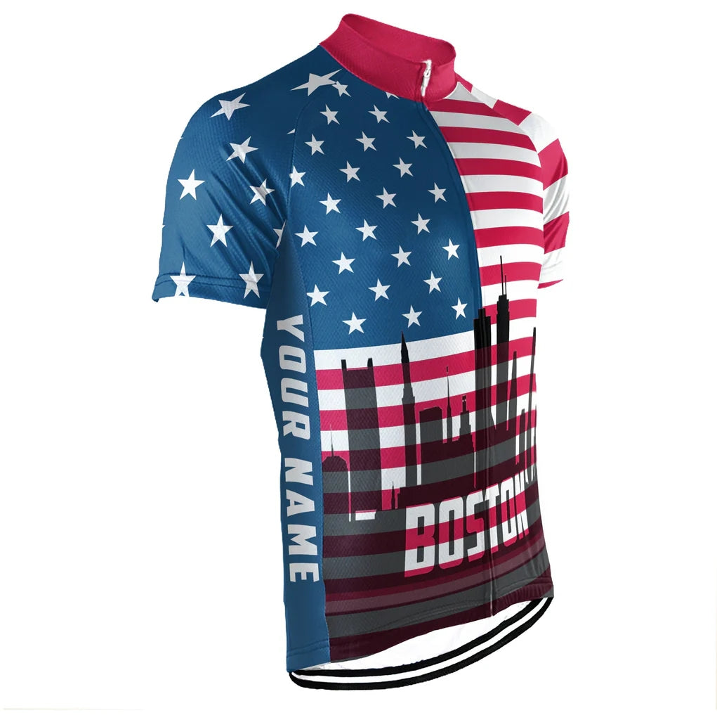 Customized Boston Men's Cycling Jersey Short Sleeve