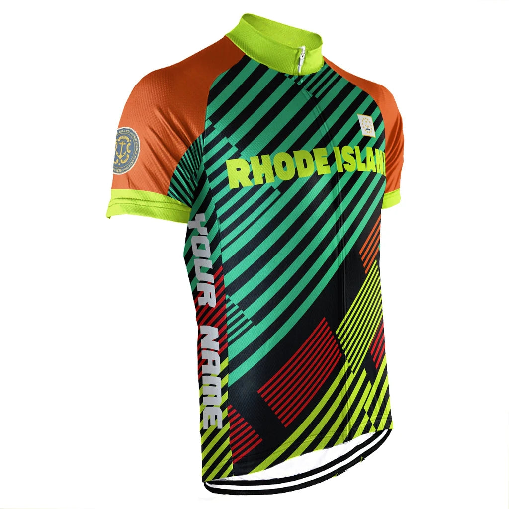 Custom Rhode Island Short Sleeve Cycling Jersey for Men