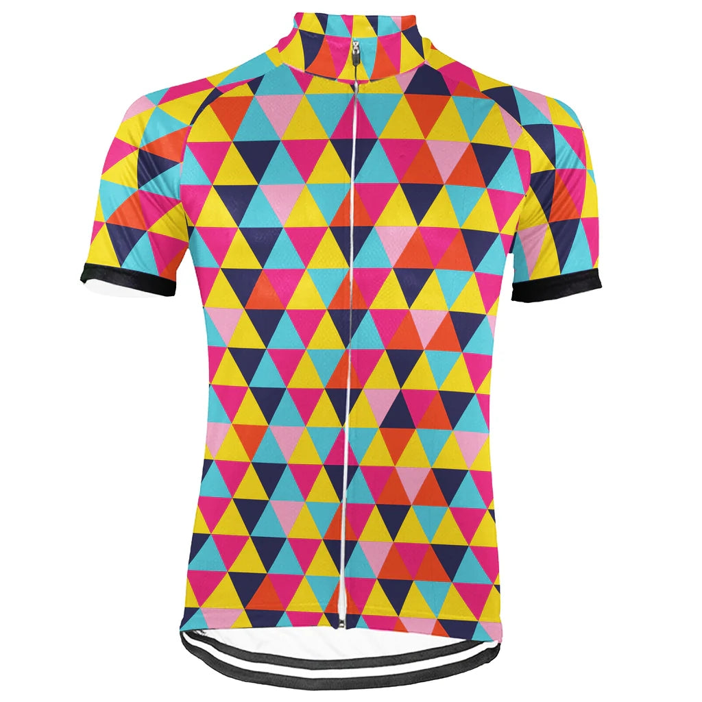 Customized Triangle Colorful Men's Cycling Jersey Short Sleeve