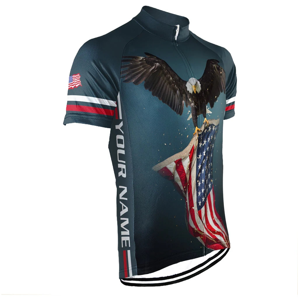Customized USA America Men's Cycling Jersey Short Sleeve