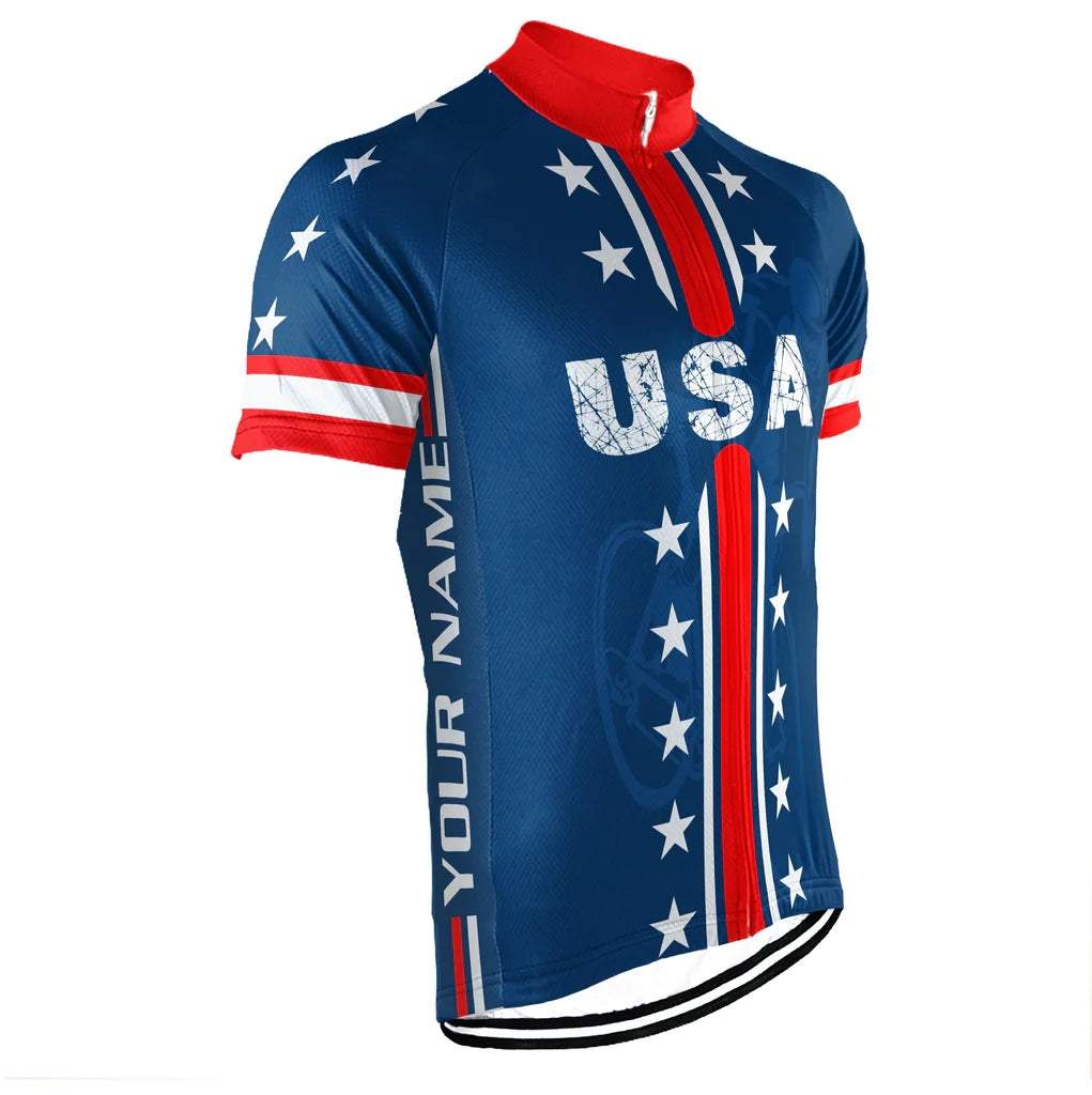Customized USA America Men's Cycling Jersey Short Sleeve
