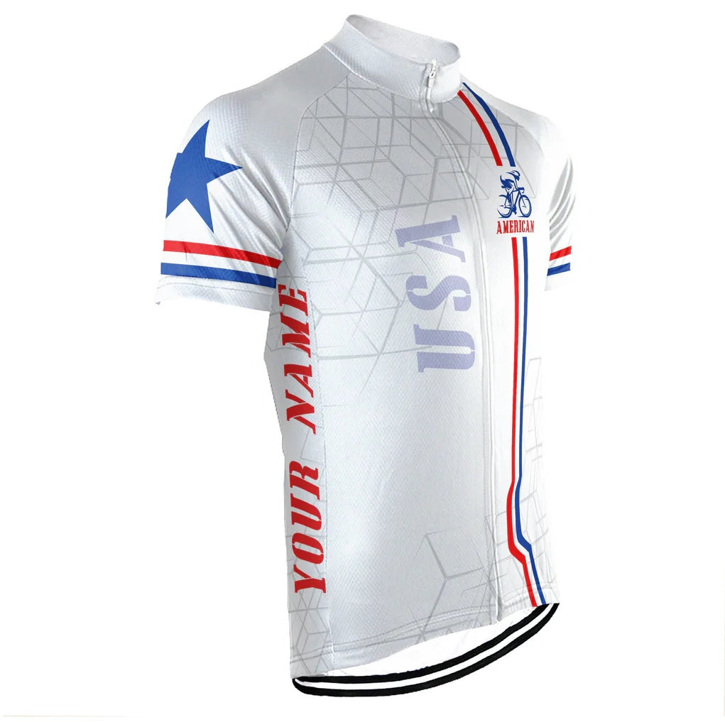 Customized USA America Men's Cycling Jersey Short Sleeve
