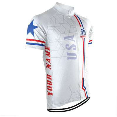 Customized USA America Men's Cycling Jersey Short Sleeve
