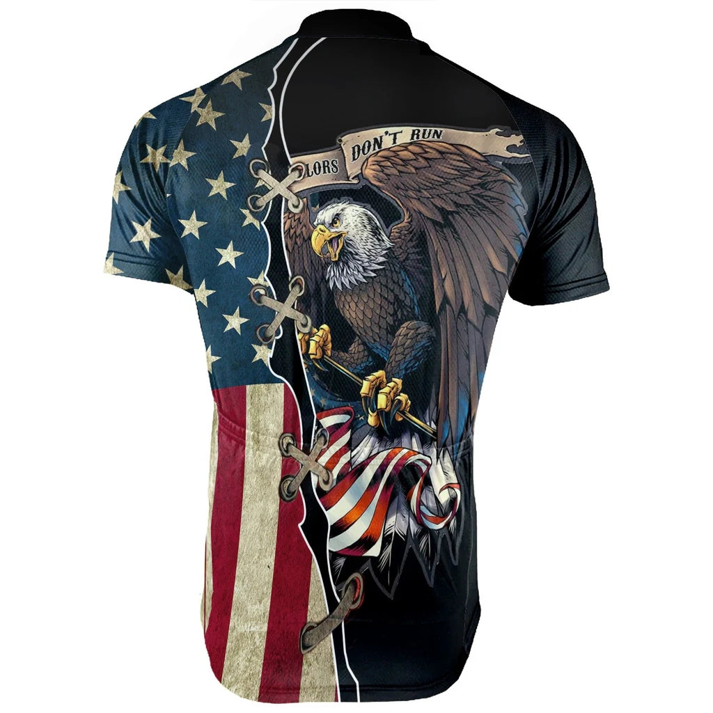 Customized USA America Men's Cycling Jersey Short Sleeve