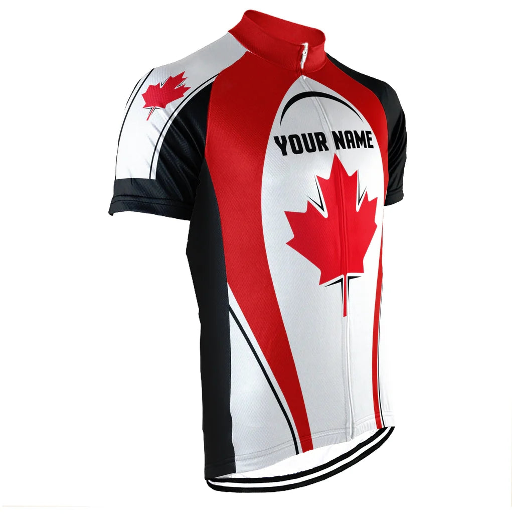 Customized Canada Cycling Jersey Short Sleeve For Men