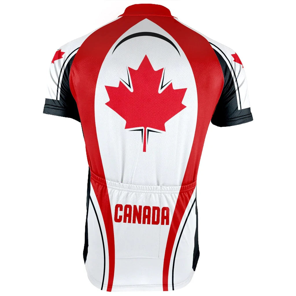 Customized Canada Cycling Jersey Short Sleeve For Men