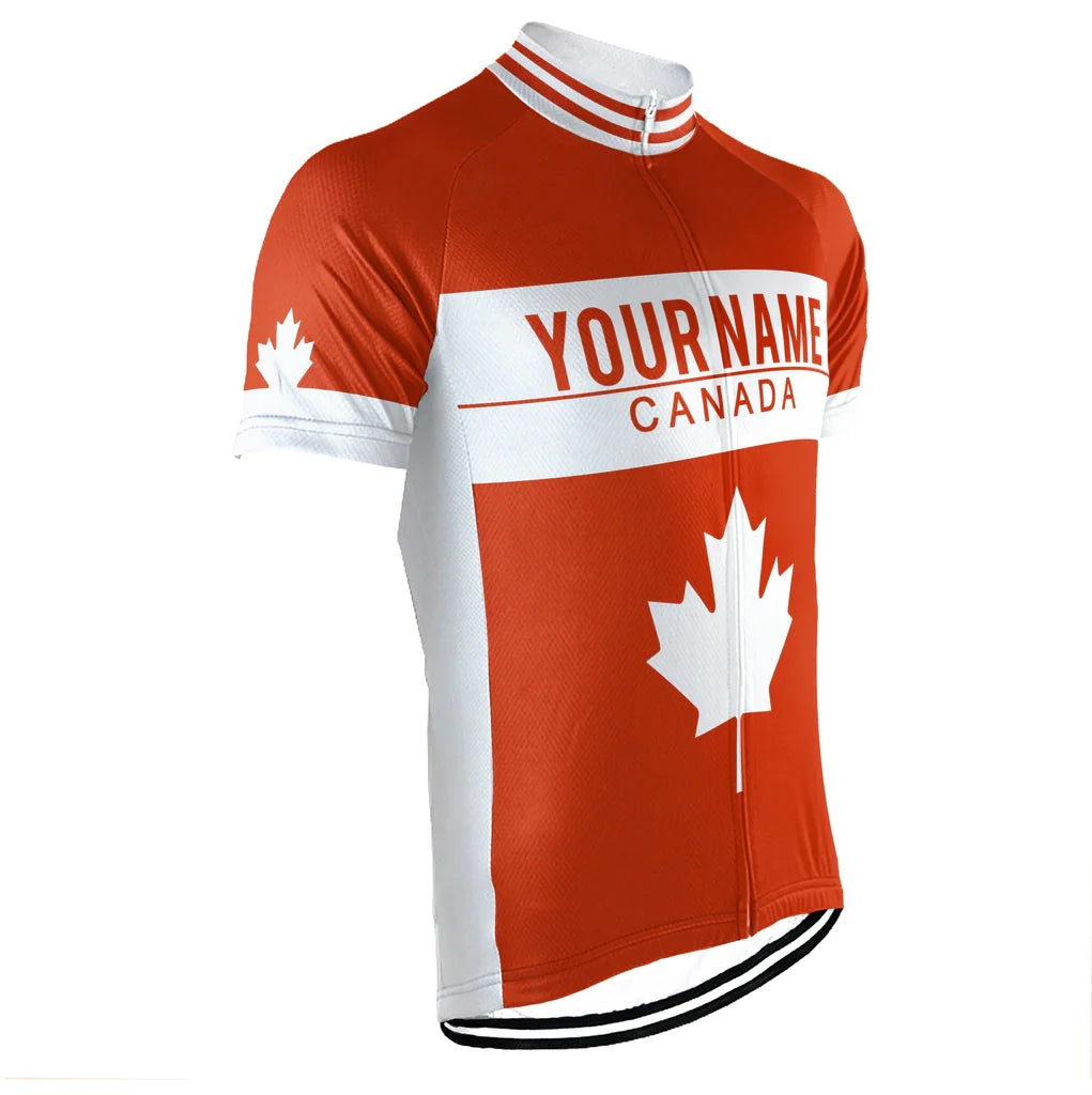 Customized Canada Cycling Jersey Short Sleeve For Men