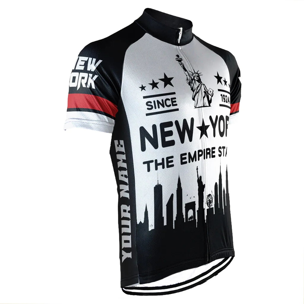 Customized New York Cycling Jersey Short Sleeve For Men