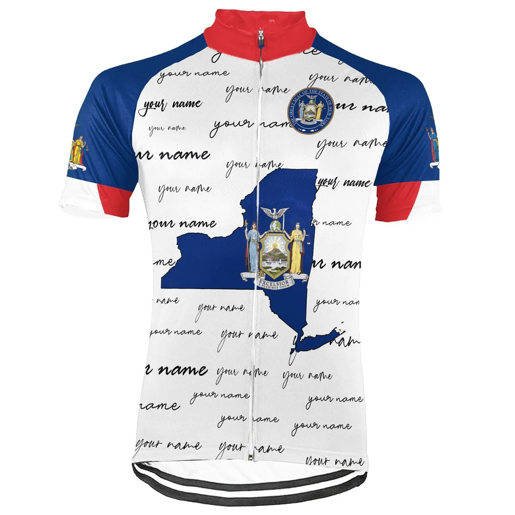 Customized New York Cycling Jersey Short Sleeve For Men