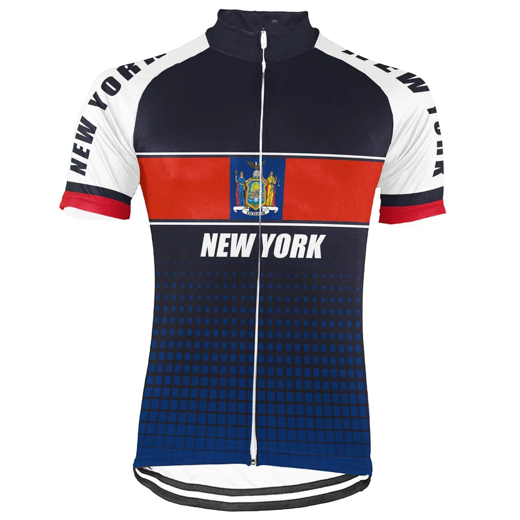 Customized New York Cycling Jersey Short Sleeve For Men