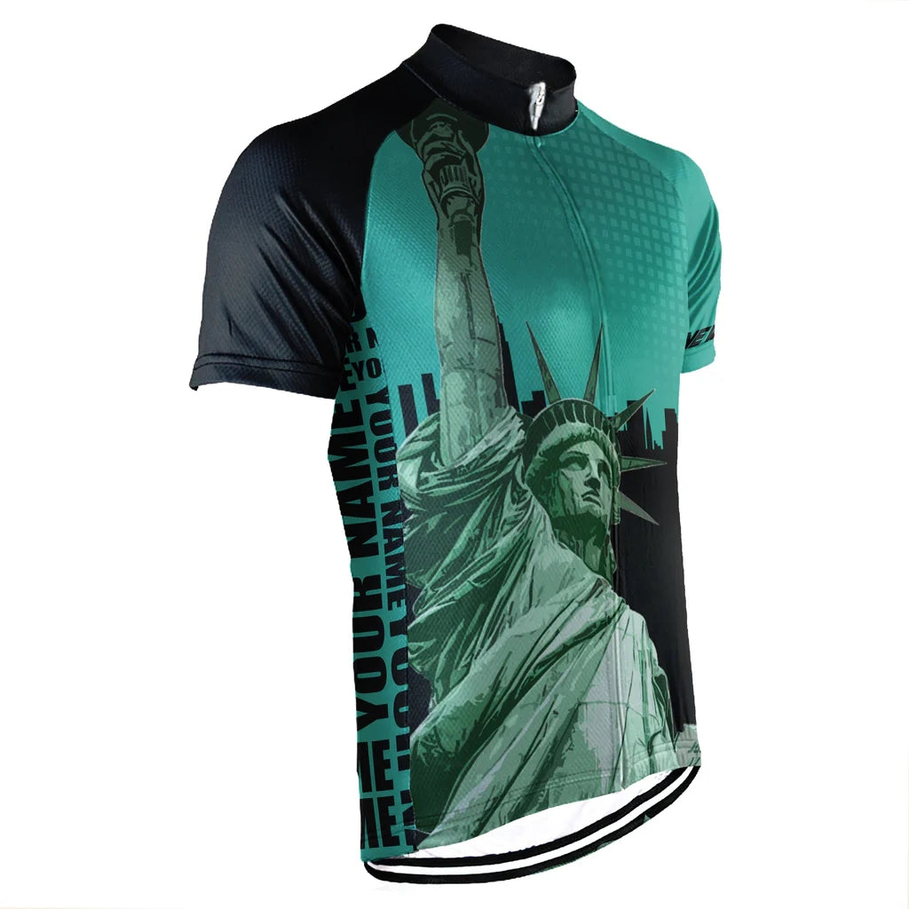 Customized New York Cycling Jersey Short Sleeve For Men